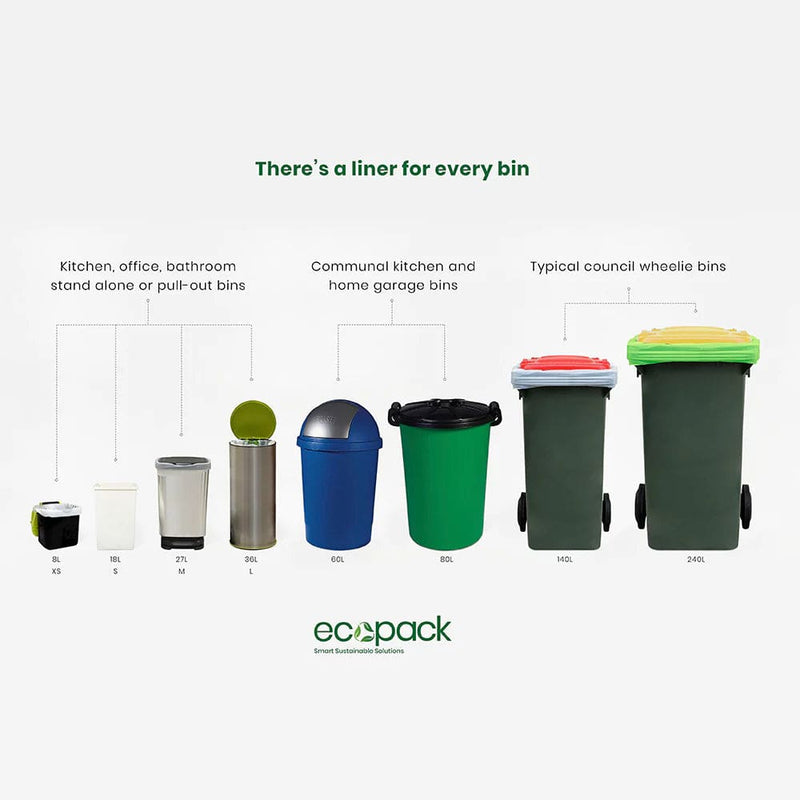 Ecobags Compostable Bin Liner 80L - Compostable rubbish bags
