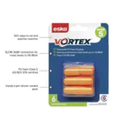 Esko Disposable Vortex Corded Earplugs - 6 Pairs - Philip Moore Cleaning Supplies Christchurch