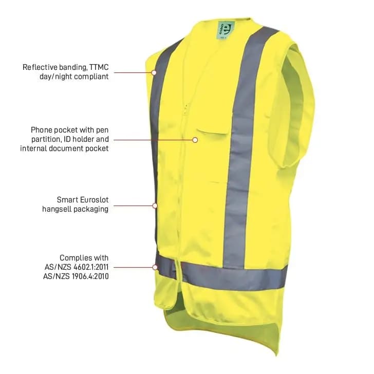 Esko Hi-Vis Vest - Yellow Large - Philip Moore Cleaning Supplies Christchurch