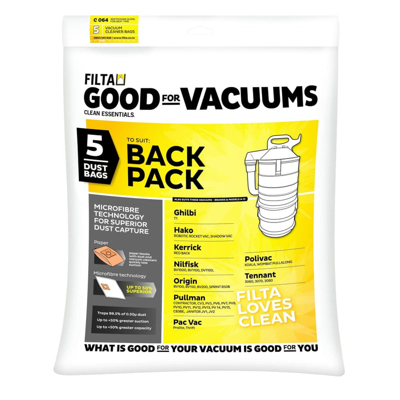 Filta Common Backpack SMS Multi-layered Vacuum Cleaner Bags 5 Pack (C064) - Philip Moore Cleaning Supplies Christchurch