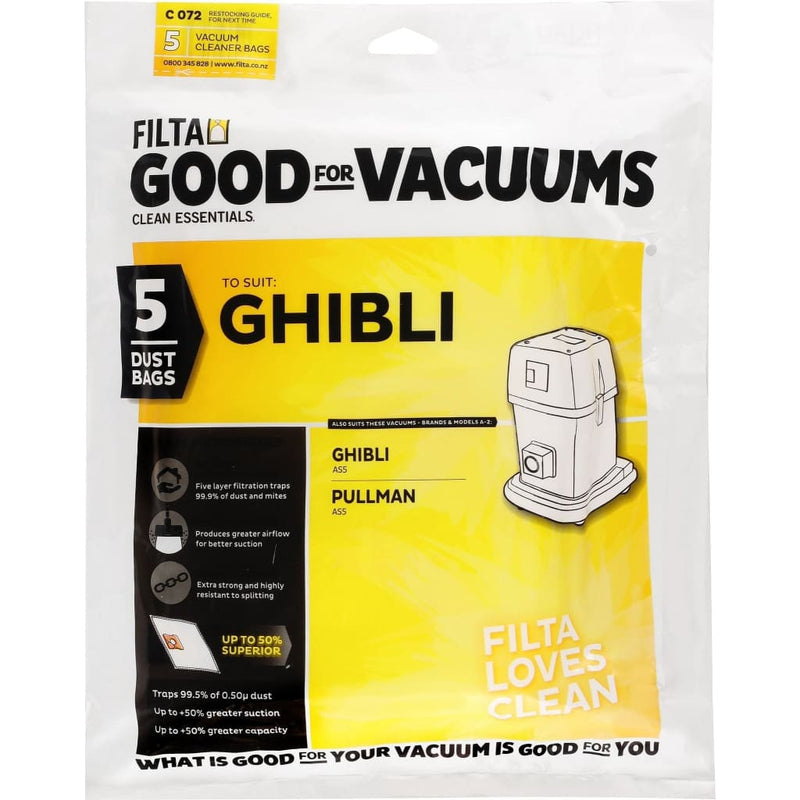 Filta Ghibli AS5 Vacuum Cleaner Bags 5 Pack (C072) - Philip Moore Cleaning Supplies Christchurch