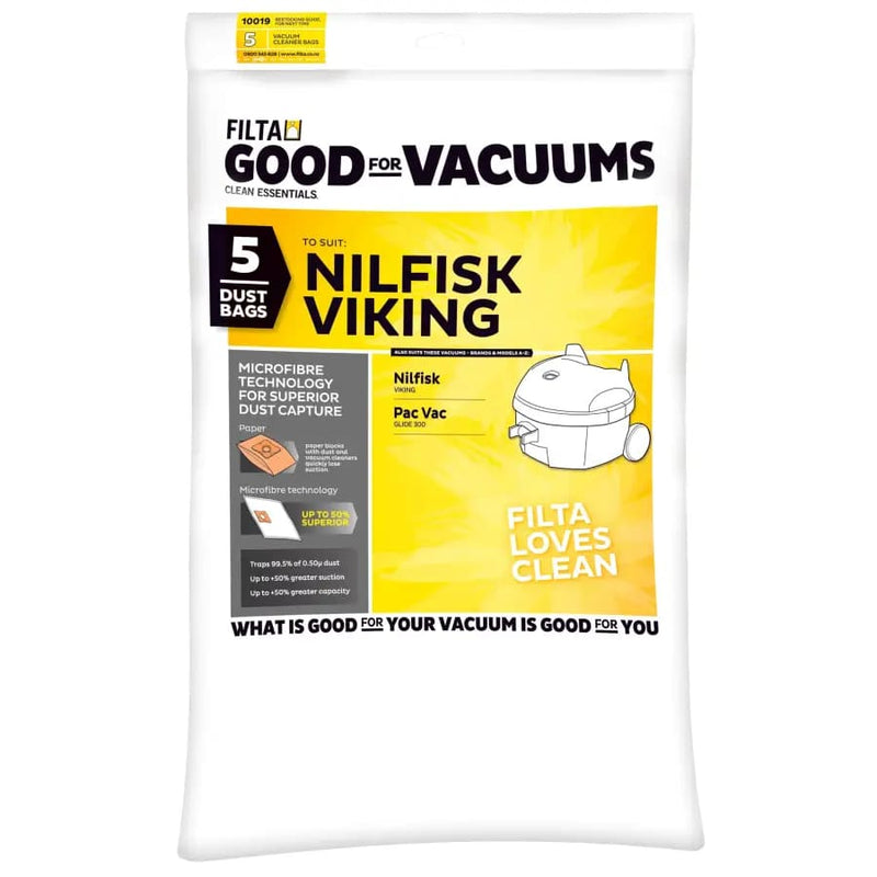 FILTA NILFISK VIKING SMS MULTI LAYERED VACUUM CLEANER BAGS 5 PACK (C012) - Philip Moore Cleaning Supplies Christchurch