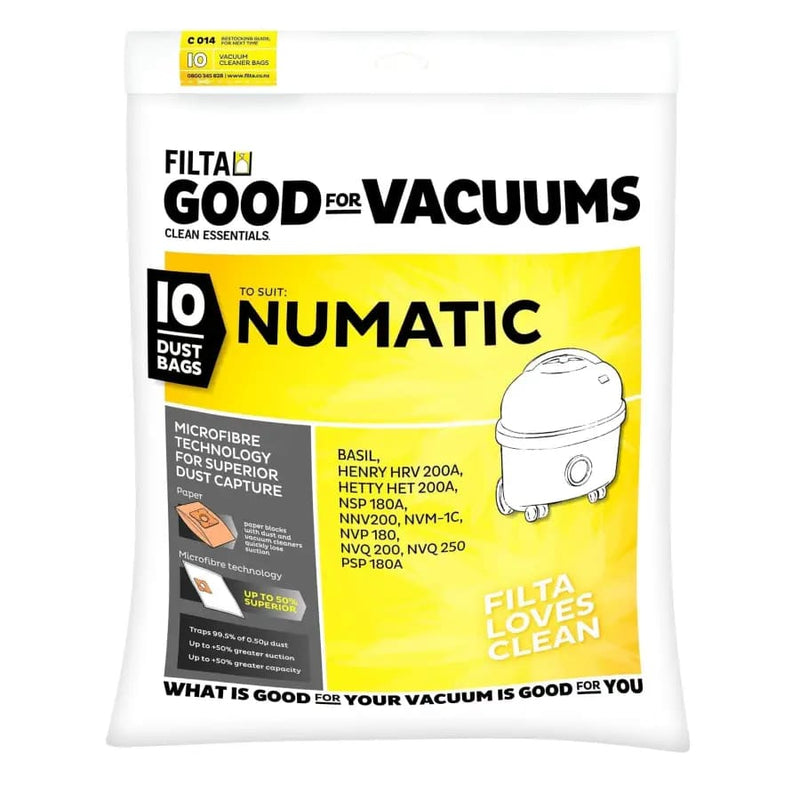 Filta Numatic 1C SMS Multi Layered Vacuum Cleaner Bags 10 PK (C014) - Philip Moore Cleaning Supplies Christchurch