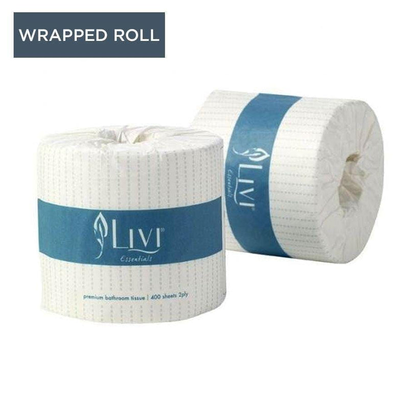 Livi Essentials Bathroom Tissue Single Wrapped Rolls 2 Ply 400 Sheets 48 rolls - Philip Moore
