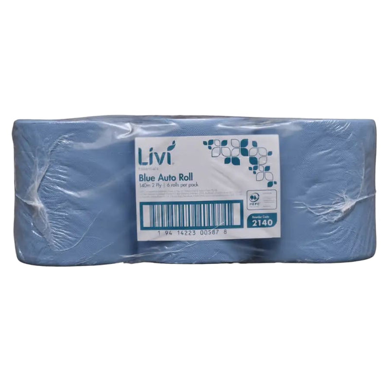 Livi Essentials Blue Auto Roll 2 Ply 140m - Philip Moore Cleaning Supplies Christchurch