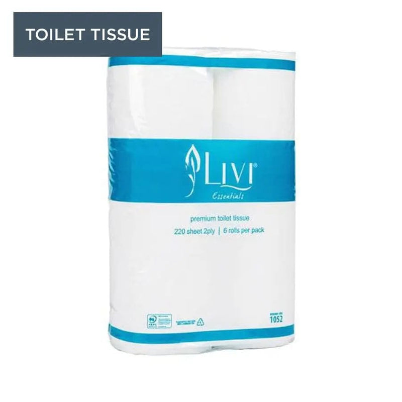 Livi Essentials Multipack Bathroom Tissue 2 Ply 220 Sheets 12 x 6 Pack - Philip Moore Cleaning Supplies Christchurch