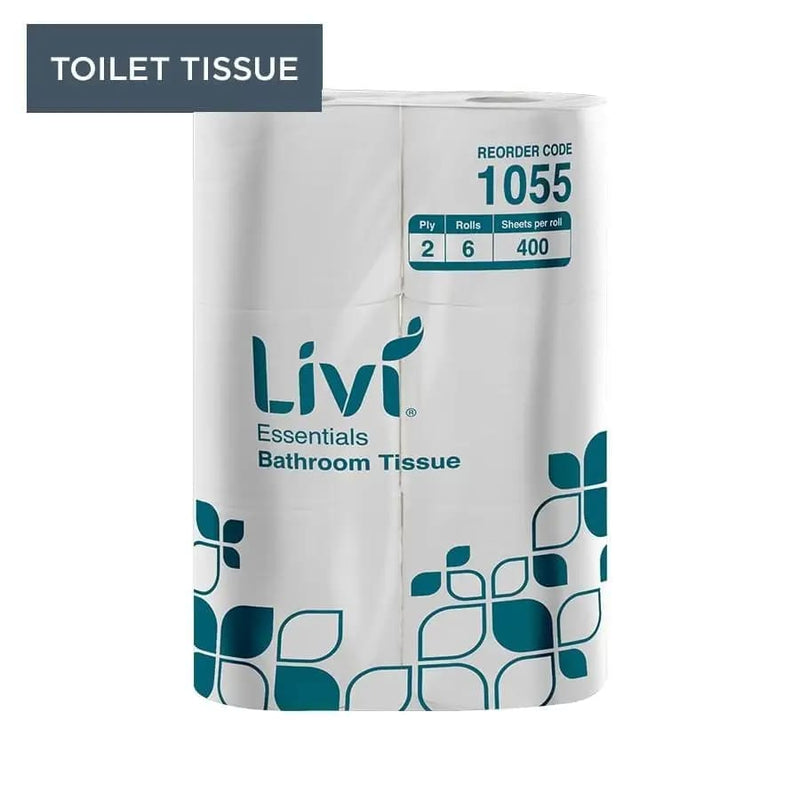 Livi Essentials Multipack Bathroom Tissue 2 Ply 400 Sheets 6 Pack - Philip Moore Cleaning Supplies Christchurch