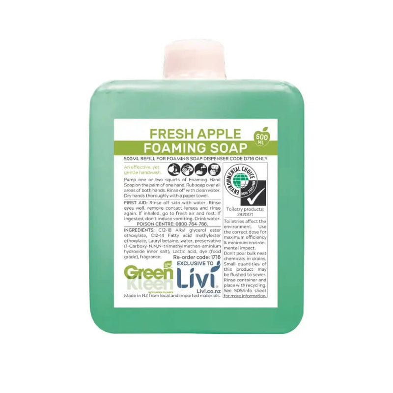 Livi Fresh Apple Foaming Soap 500ml - Philip Moore Cleaning Supplies Christchurch