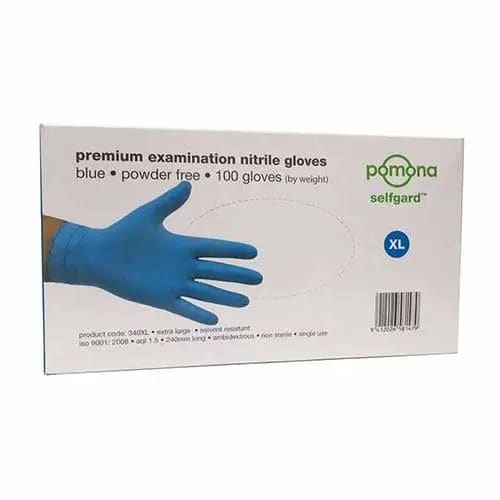 Pomona Blue Nitrile Gloves Large - Pack of 100 - Philip Moore Cleaning Supplies Christchurch