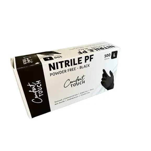 Comfort Touch Black Nitrile Gloves XLarge - Pack of 100 - Philip Moore Cleaning Supplies Christchurch