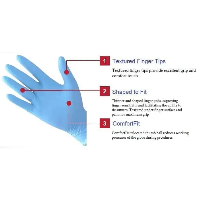 Comfort Touch Blue Nitrile Gloves Medium - Pack of 100 - Philip Moore Cleaning Supplies Christchurch