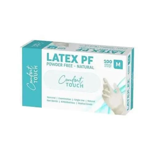 Comfort Touch Powder Free Latex Gloves Medium - Pack of 100 - Philip Moore Cleaning Supplies Christchurch