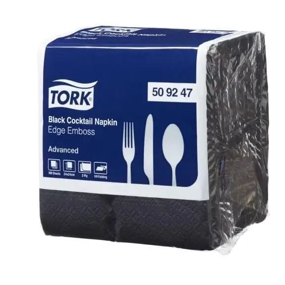 Tork Edge Emboss Black Cocktail Napkin - Philip Moore