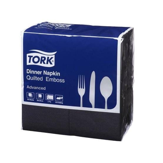 Tork Quilted Black Dinner Napkin - Philip Moore Cleaning Supplies Christchurch