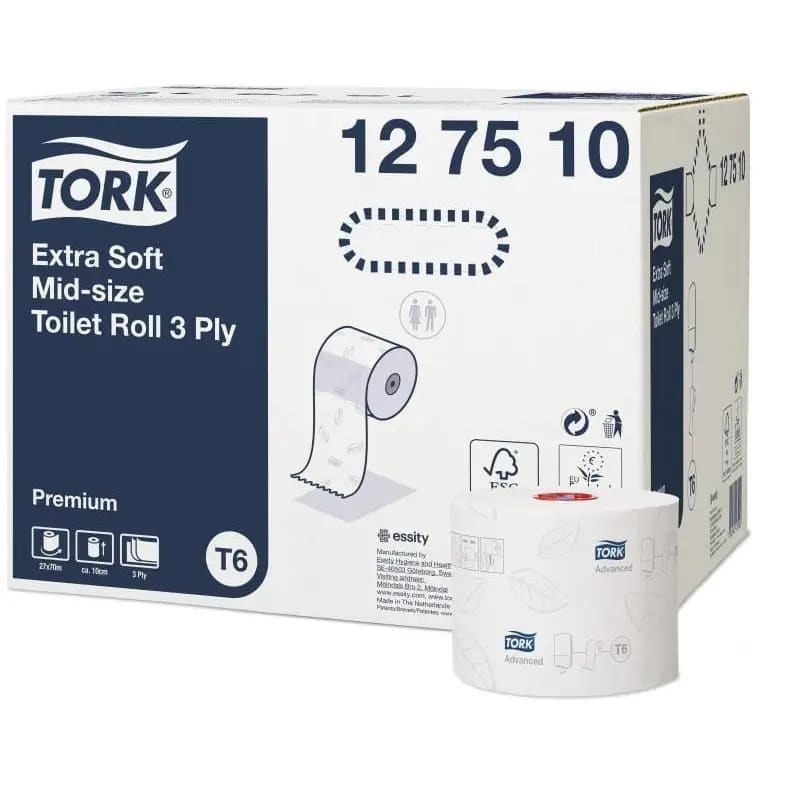 Tork T6, 3Ply Soft Mid-Size Toilet Roll - Philip Moore