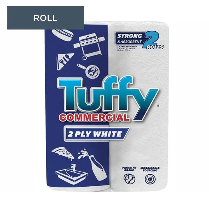 Tuffy Commercial Kitchen Towel 2 Ply Twin Pack x 9  (9 twin packs total) - Philip Moore Cleaning Supplies Christchurch