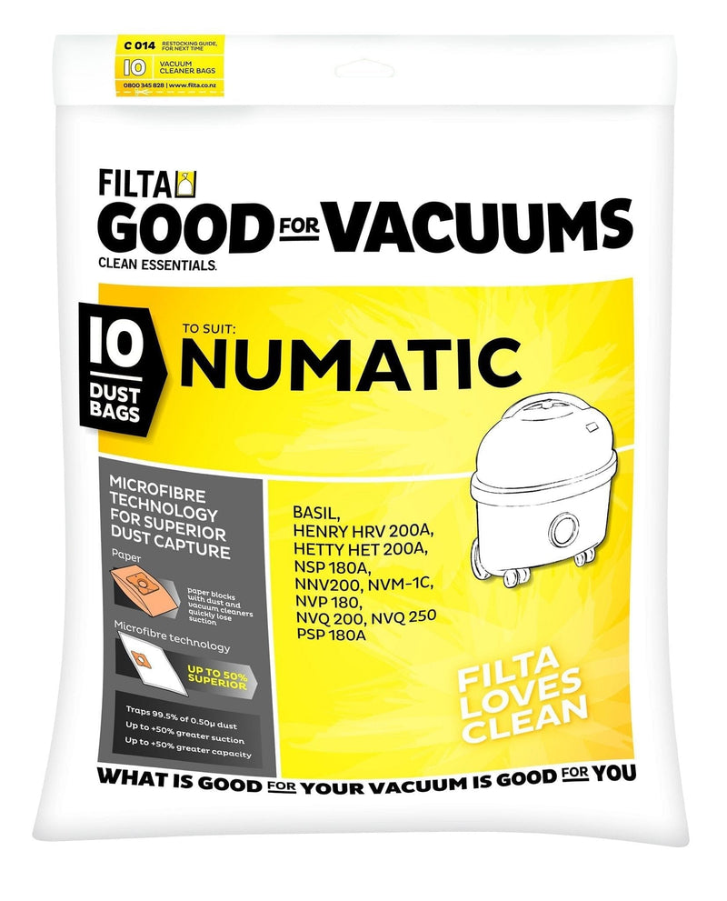 Filta Numatic 1C SMS Multi Layered Vacuum Cleaner Bags 10 PK (C014) - Philip Moore Cleaning Supplies Christchurch