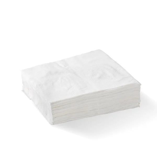BioPak 2 Ply 1/4 Fold Lunch Napkin - White - Carton - Philip Moore Cleaning Supplies Christchurch
