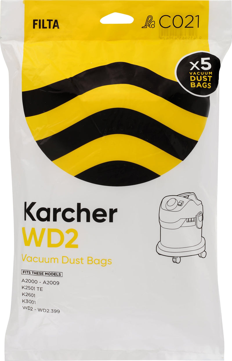 FILTA KARCHER WD2 SMS MULTI LAYERED VACUUM CLEANER BAGS 5 PACK (C021)