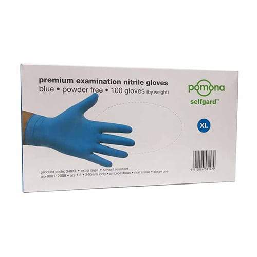 Pomona Blue Nitrile Gloves Medium - Pack of 100 - Philip Moore Cleaning Supplies Christchurch