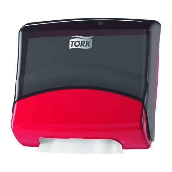 Tork W4 Folded Wiper Dispenser Black/Red - Philip Moore Cleaning Supplies Christchurch