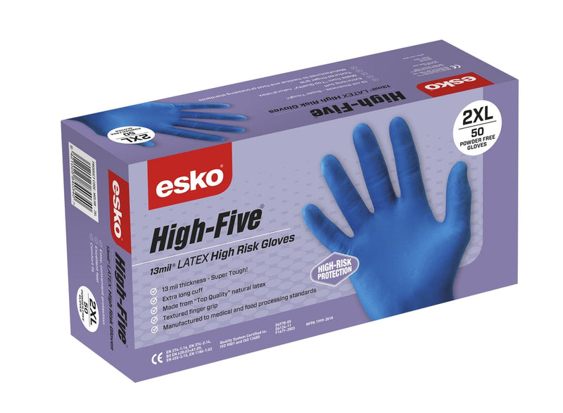Esko High Five High Risk Latex Gloves. - Philip Moore Cleaning Supplies Christchurch