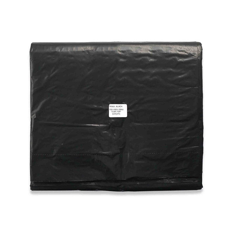 NZ Made 60L Black Rubbish Bags - 10 x 50 Bags (carton) - Philip Moore Cleaning Supplies Christchurch